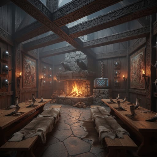 Asgard Hall of Odin — Norse Feasting Hall
