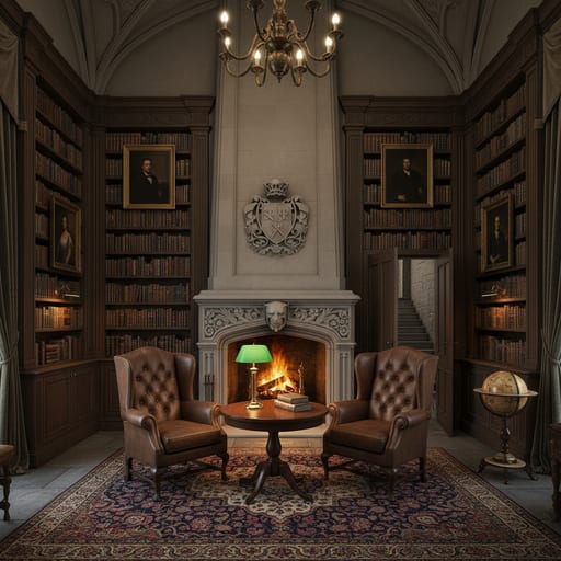 Wayne Manor Study — Bruce's library