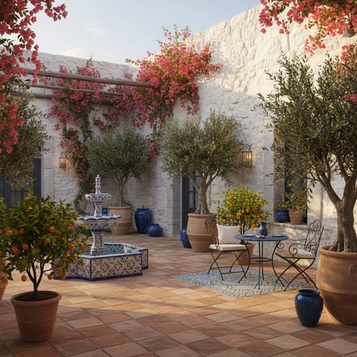 Mediterranean Courtyard — Sun-Washed Terrace