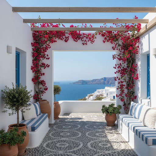 Santorini Terrace — Aegean Blue