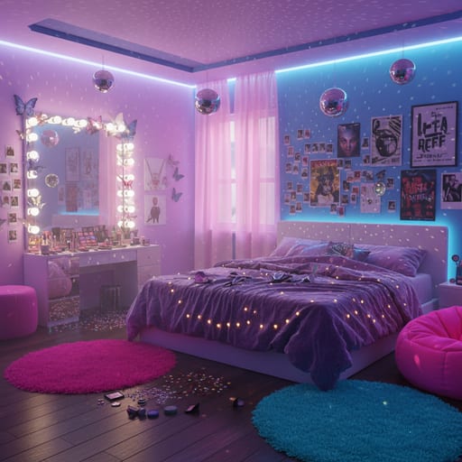Neon Glitter Bedroom — Gen-Z Neon Bedroom