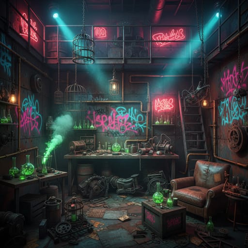 Zaun Undercity Hideout — Neon Graffiti Lair