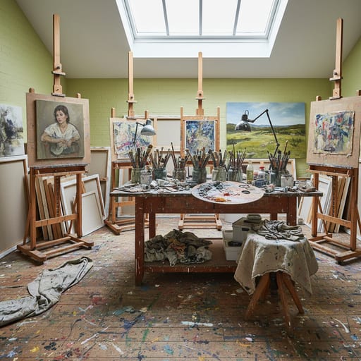 Painter's Art Studio — Easel And Daylight Room