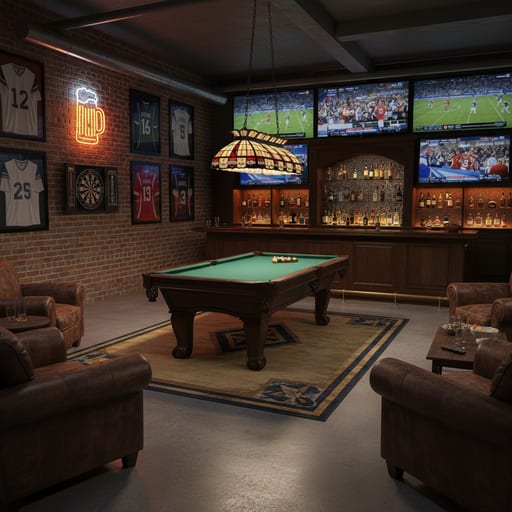 Sports Den Man Cave — Billiards And Bar Den