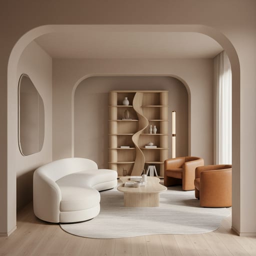 Curved Sculptural Living — Soft Organic Silhouettes
