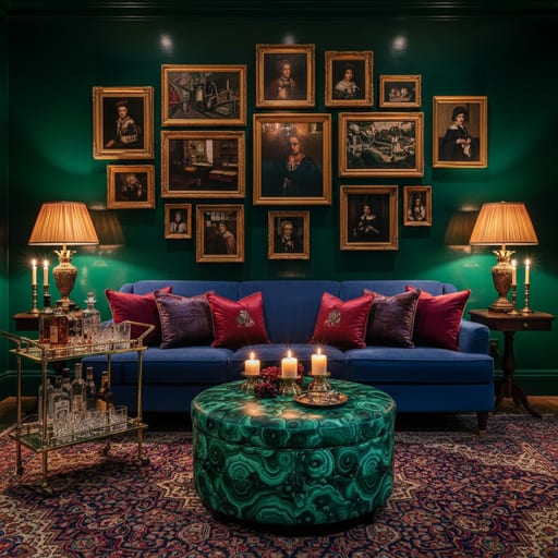 Jewel-Box Lounge — Saturated Gem Maximalism